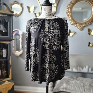Lucky Brand Black and White Blouse Small
